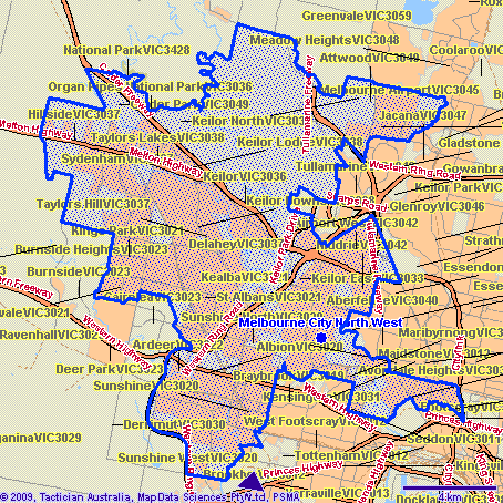 Melbourne City North West Map